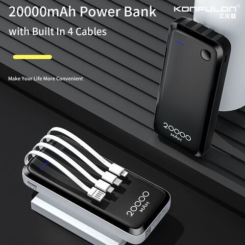 10000mAh Portable Charger Power Bank External Battery Pack w/ 4 Built-in  Cables