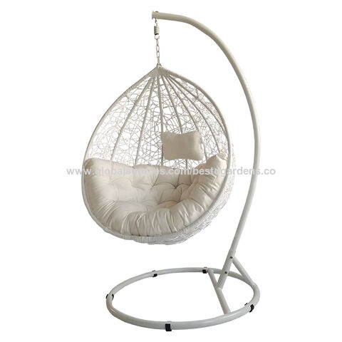 Fauteuil Suspendu Oeuf en Osier pour Extérieur avec Support, Couleur Blanche - Chaise Hamac pour Jardin et Terrasse for sale at factory direct price