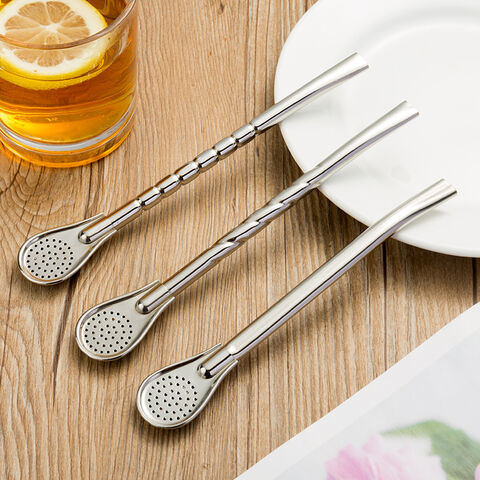 Pajitas de acero inoxidable, pajitas curvas, lavables y reutilizables