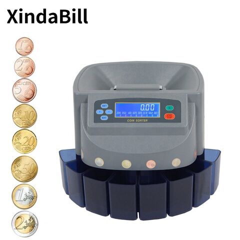 Xindabill Blue Mixed Coin Value Sorter Euro Coin Counter For