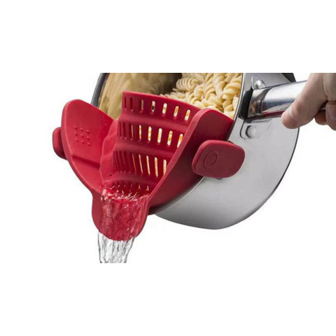 Kitchen Silicone Pot Strainer, Colander Snap Clip Drainer, Food