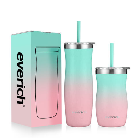 Simple Modern 18oz. Summit Kids Water Bottle Thermos with Straw Lid -  Dishwasher Safe Vacuum Insulated Double Wall Tumbler Travel Cup 18/8  Stainless Steel -Watermelon Splash 