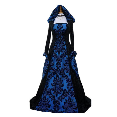  SHOPESSA Ropa medieval renacentista para mujer, vestido de  bruja largo con vuelo, vestido de manga acampanada, disfraz de vampiro de  los años 70, ropa de Halloween, Azul : Deportes y Actividades