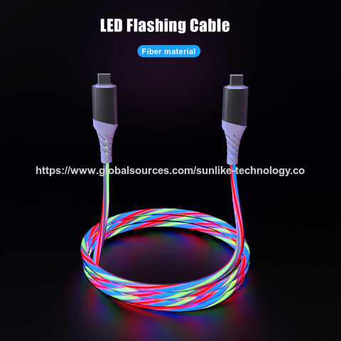 Wholesale, LED Flashing Cable, Customized colors, cool style, suitable for darkness, made for phone charge and data transfer. for sale at factory direct price
