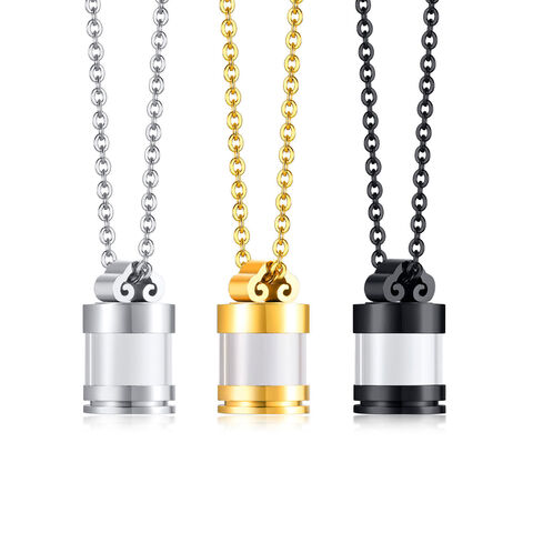 New arrival glass bottle necklaces cremation jewelry stainless steek open ash urn necklaces for sale at factory direct price