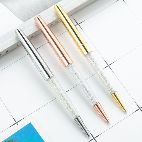 Kristall-Diamant-Kugelschreiber Bling Slim mit schwarzer Tinte für Schulbürobedarf (Roségold/Gold/Silber)