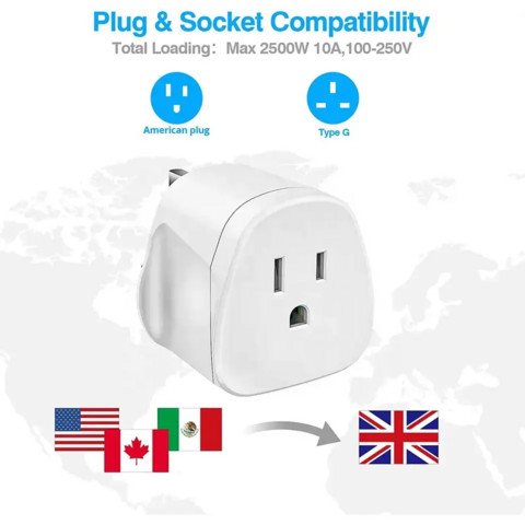 Adaptador de Viaje Universal con Carga Rápida Worldplug al por Mayor, Adaptador de Enchufe Pequeño de EE. UU. a Reino Unido for sale at factory direct price