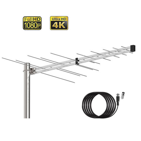 Digital TV Antenna, 380 Miles Indoor Amplifier Signal Booster Long Range  HDTV Antenna Support 4K 1080P UHF VHF Free Local Channels with 13.4ft Coax