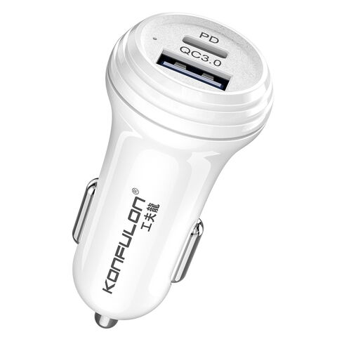 شاحن سيارة Konfulon USB C PD20W وشاحن سيارة للشحن السريع QC3.0 محول شاحن هاتف السيارة لأجهزة iPhone/Android