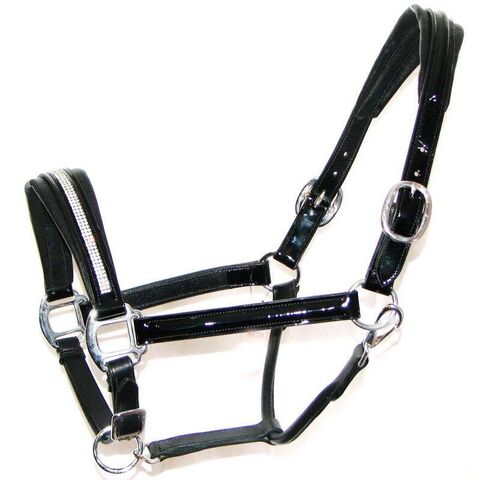 Crystal Leather Horse Padded Headcollar Halter
