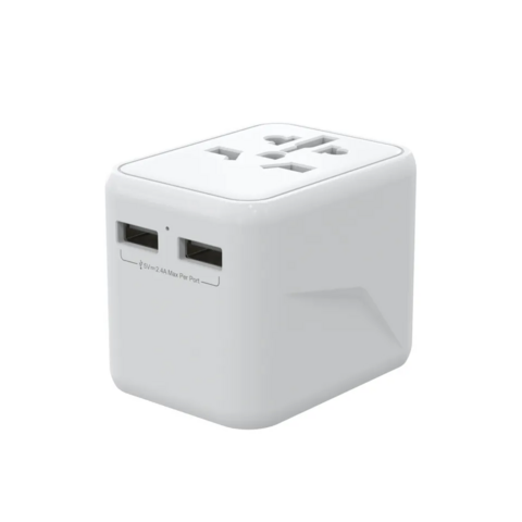 Universal-Reiseadapter mit 5V 2,4A AC-Steckdose zum Fabrikpreis, internationaler Universal-Reiseadapter mit 2 USB-Anschlüssen for sale at factory direct price