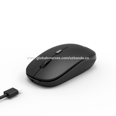 Souris optique Bluetooth, rechargeable, sans fil USB, 2.4 Ghz silencieuse,  ergonomique, pour ordinateur portable - Gris
