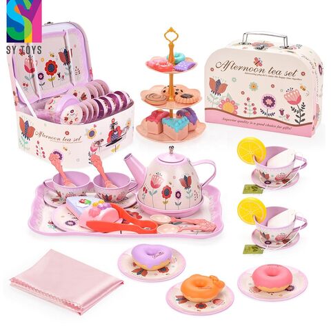 1set Pink Toy Tea Pot Set For Girls, Great For Princess Tea Party Play