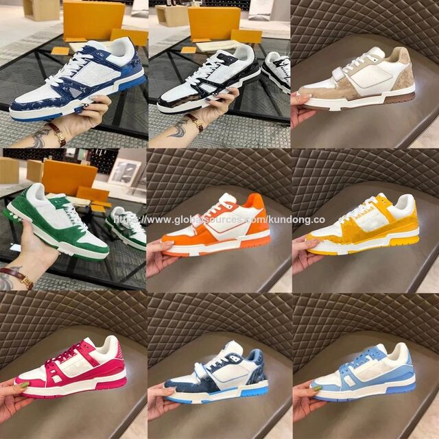 Luxury Designer Louis L-v Casual Trainer Sneakers Triple Denim Low