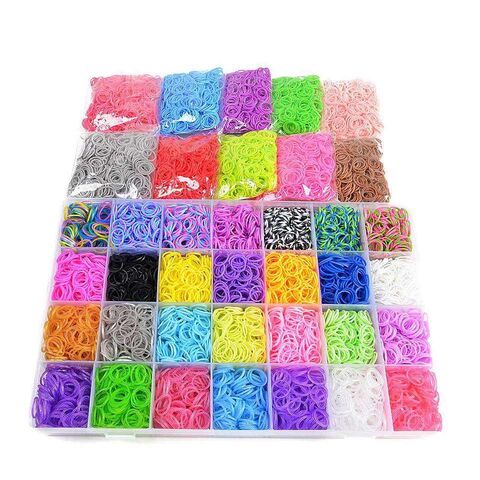 SJBAUTYO 24 Grilles Bricolage Élastique Loom Bands Kit,Elastique Bracelet  Caoutchouc,DIY Rubber Loom Bands,Cadeaux Creation Anniversaire pour Fille