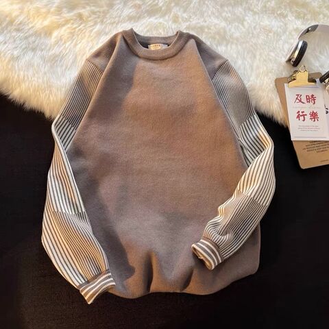 Buy Wholesale China Oem/odm Striped Spliced Crewneck Sweater Men's Hong  Kong Style Literary Trend Loose Design Sense Of Spring Women's Casual u0026  Coat at USD 5.7 | Global Sources