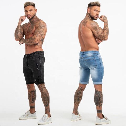 Men Distressed Skinny Denim Shorts Casual Summer Slim Fit Ripped Jeans Half  Pants | Fruugo NO