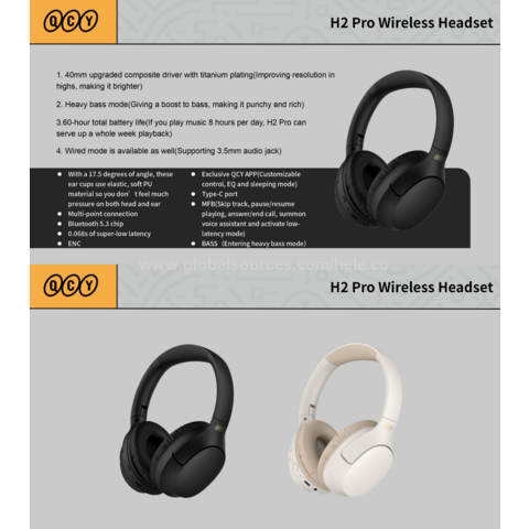 QCY-auriculares inalámbricos H2 H2pro, cascos con Bluetooth 5,3