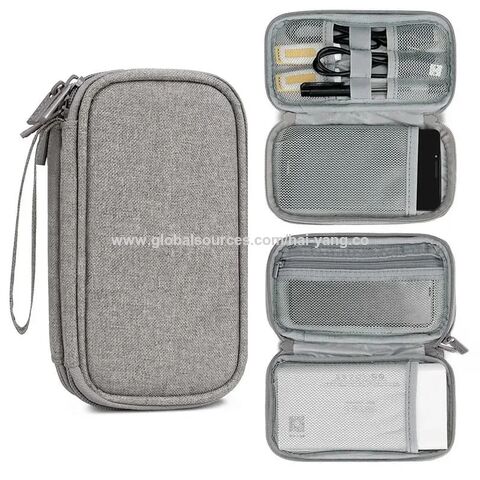 Gray travel tech organizer case bag for power bank hard drive flash drive waterproof cable organizer bag for travel for sale at factory direct price