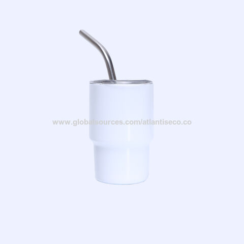 Metal mini 2oz shot glass tumbler with straw lid Wholesale