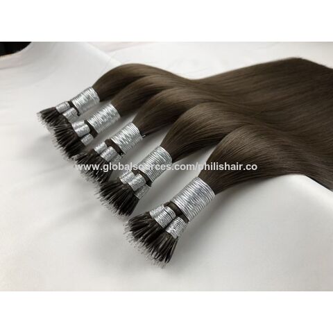 My-lady Nano Ring Beads Human Hair Extensions Micro Loop Tip Russian Hair Highlight Hairpiece 16 inch-24 inch, Size: 16=50g