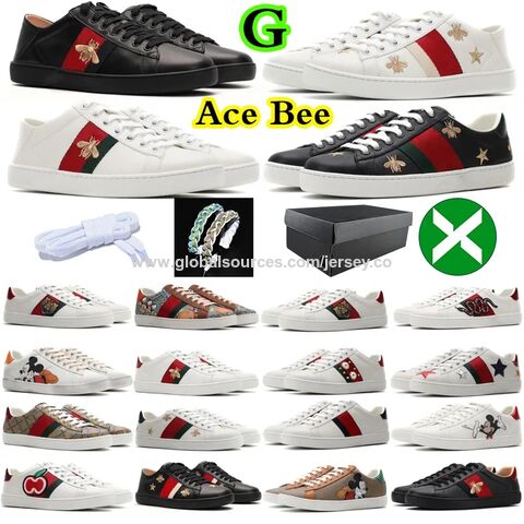 Gold Embroidery Bees Men Designer Sneakers Mens Flats Casual Shoes