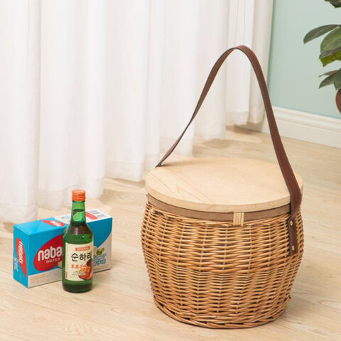 Cesta de picnic redonda de mimbre al por mayor - Cestas de picnic de mimbre de alta calidad para exteriores for sale at factory direct price