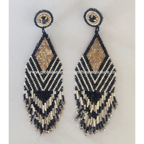 Buy India Wholesale Earrings Miyuki Beads Fringe Herringbone