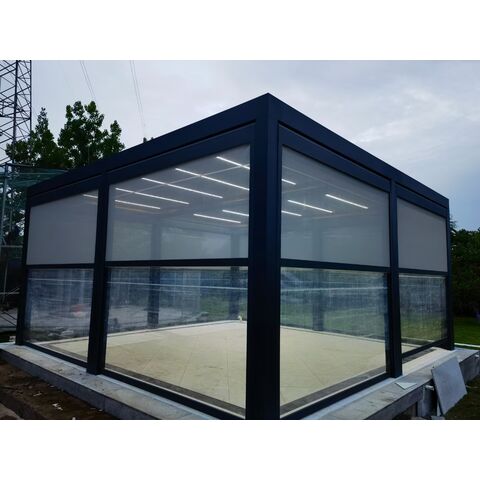 Windproof Zip Track Electric Motorized Zip Screen Pvc Roll Outdoor ...