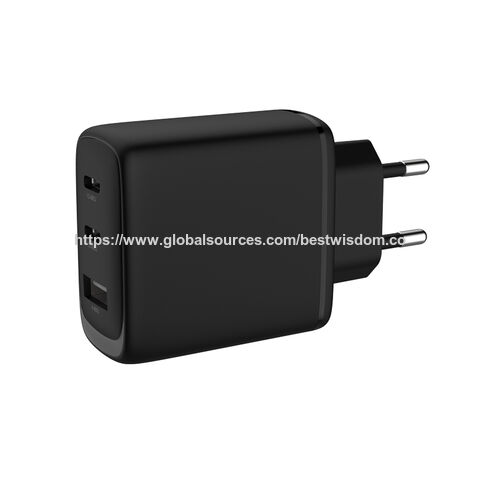 شاحن جداري GaN بقوة 65 واط بثلاثة منافذ، 2 USB-C PD + USB-A شاحن جداري GaN لهواتف iPhone 13/14/15 - شحن سريع for sale at factory direct price