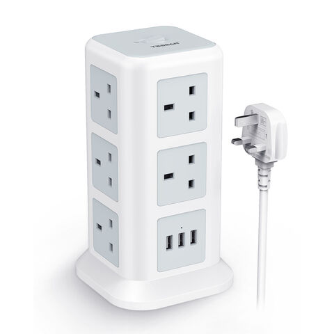 TESSAN Black Cube Socket Power Strip with Switch 3 EU Outlets 3 USB  Charging Ports Europe Wall Socket Extender Adapter for Home