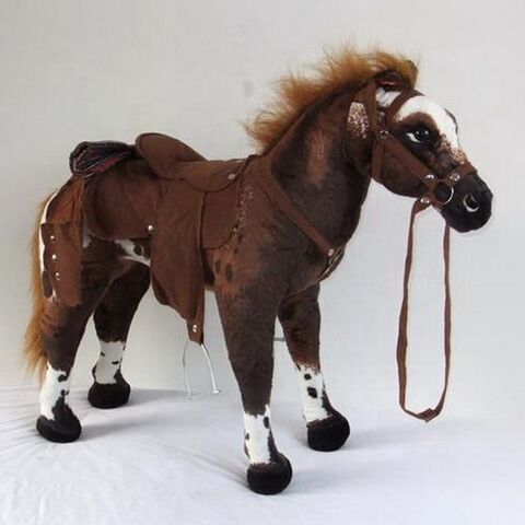 Stuffed Riding Horses New Style Large Plush Horse Stuffed Standing Cowboy Horse Plush Toy ...