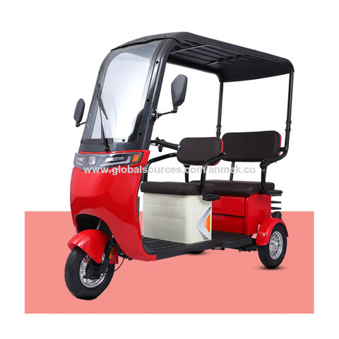Triciclo eléctrico para adulto, vehículo de pasajeros con Rickshaw