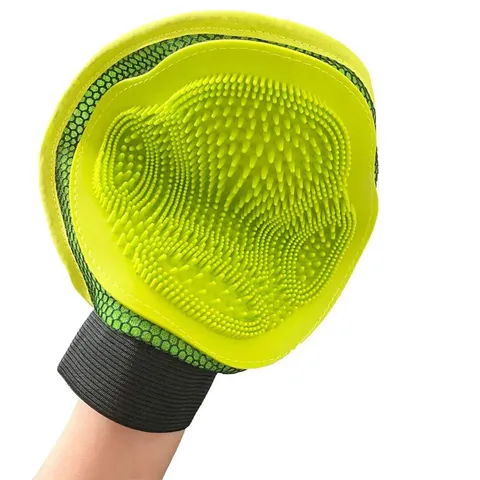 Guantes de Baño y Masaje para Mascotas Perros y Gatos de Silicona Doble Cara Antiarañazos para Aseo