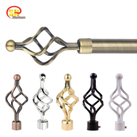 Golden Matte Finial Extendable Single Curtain Rod Gold 19MM