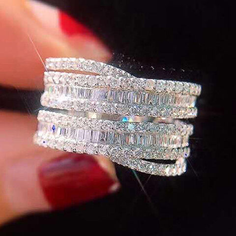 Fashion Non Tarnish T Shape Crystal Diamond Ring Wedding Diamond