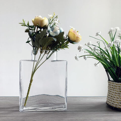 Wholesale Modern Perfume Bottle Rectangle Crystal Flower Vase For