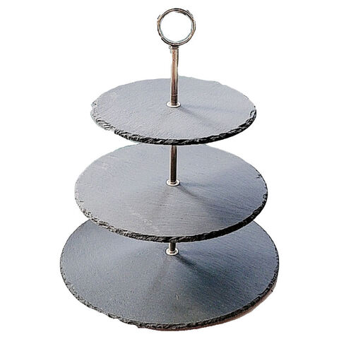 3 tier Natural Slate Cake Stand cupcake Holder Tiered Dessert Serving Tower Decor Serving Platter Candy Fruit Display Plates 2.84 Wholesale China Cupcake Holder at factory prices from Jiujiang Homych...