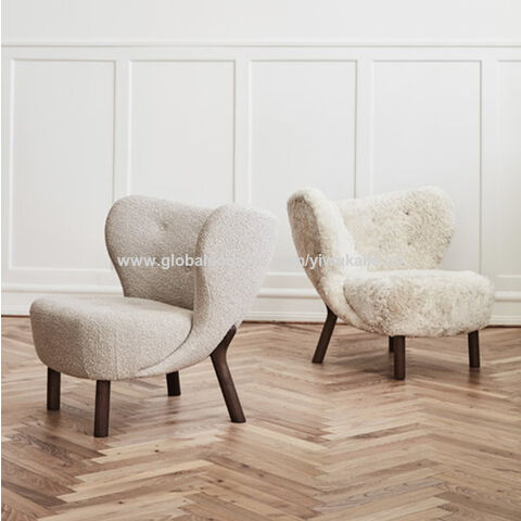 Lamb Wool Sofa Chair Living Room Furniture Nordic Lazy Chair Simple ...