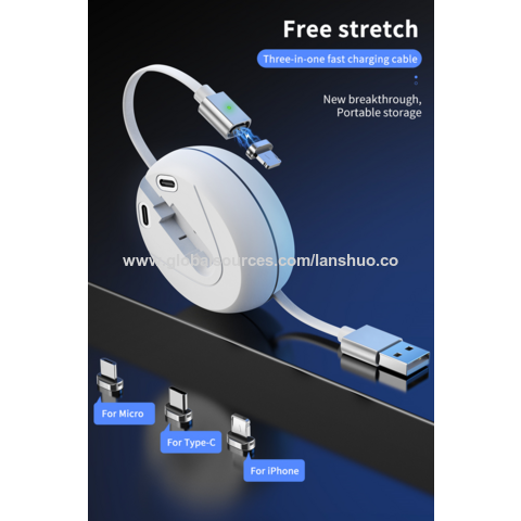 USB 3.1 type C Multi câble de chargement, USB 2.0 avec 1 x Micro USB et 1 x  connecteurs USB C chargeur Compact Cordon de câble de 30 cm