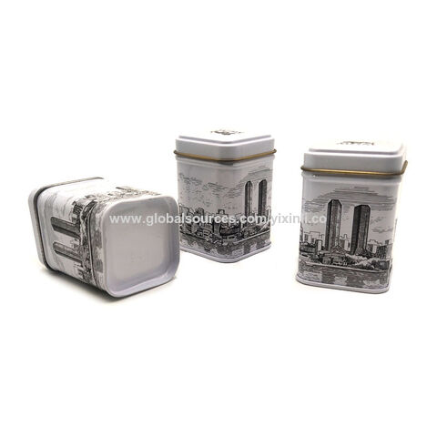 Caja pequeña de Metal con tapa, contenedor de té y caramelo, caja de hierro  abatible, almacenamiento