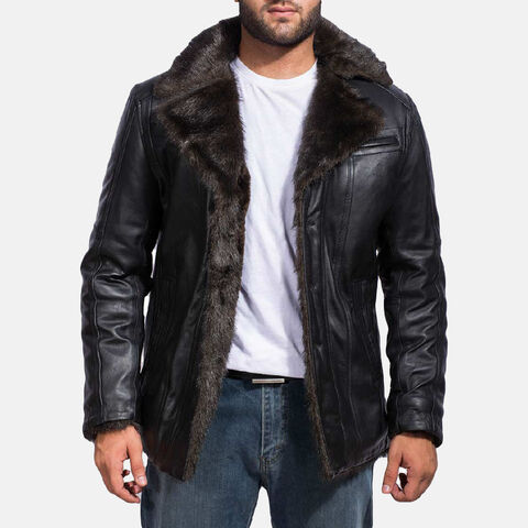 Men s New Fashionable Furcliff Black Real Sheepskin Leather Coat Fully Faux Fur Lined With Top Quality Material Mens Coats Black Trench Coat Mens Men S Jackets Buy Pakistan Wholesale Black Leather