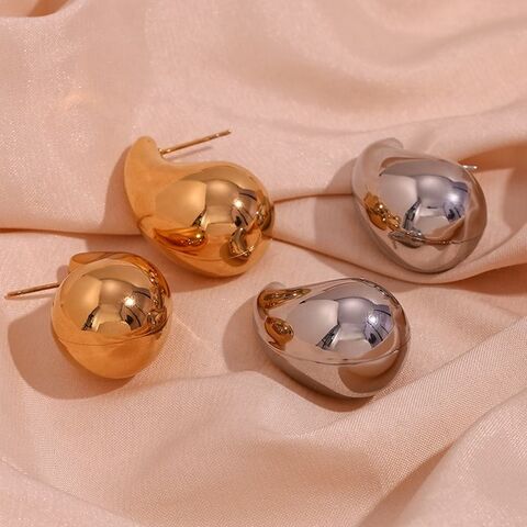 18K Gold Heart Shape Ball Stainless steel Long Drop Earrings, Anti-tarnish  earrings