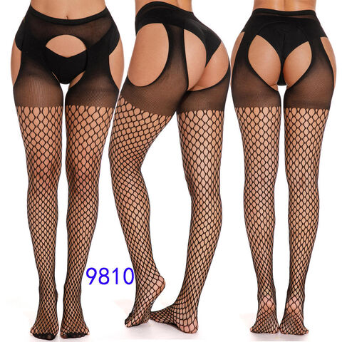 Buy Standard Quality China Wholesale High Waist Sexy Transparent Black Open  Crotch Fishnet Garters Suspenders Elastic Mesh Stocking Tights For Party  $0.53 Direct from Factory at Yiwu Zhuzhuan Knitting Co., Ltd.