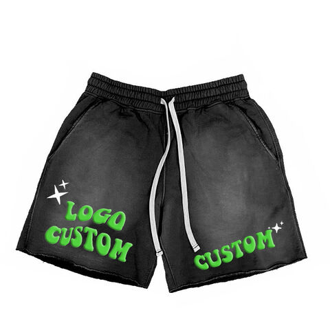 Shorts Molleton French Terry Homme Délavé Acide, Impression Sérigraphique Vintage en Coton de Haute Qualité, Fabricant Personnalisé