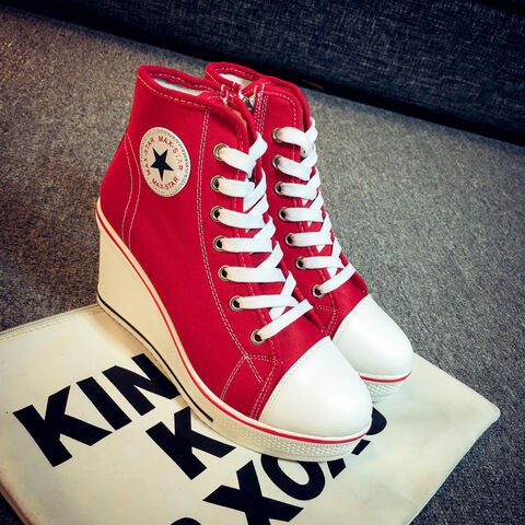Ns-098 Custom Logo High Quality Platform Wedge High Heel Canvas