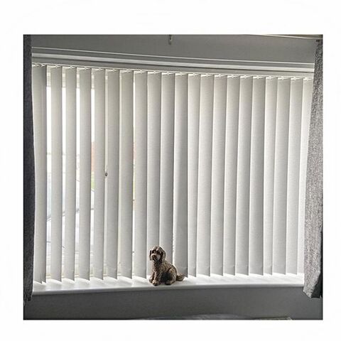 Factory Direct Low MOQ 89mm 127mm Blackout PVC Slat Polyester Fabric Sliding Door Vertical Window Blinds Shades for sale at factory direct price