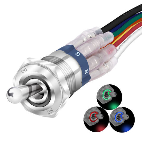 16mm Ip67 Pre-wired On On Spdt 7pins Lighted Waterproof 12v