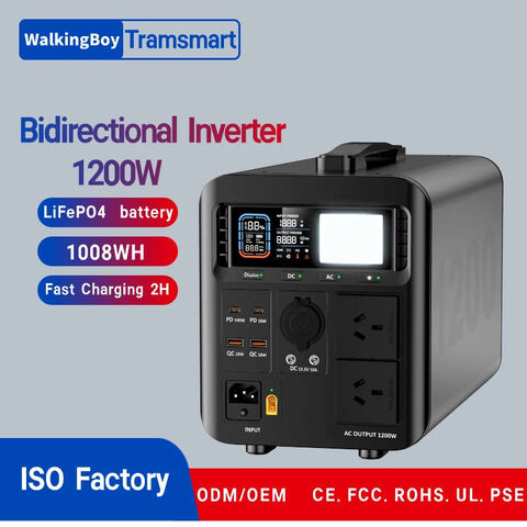 1200W Tragbare Notstromversorgung für Camping, 3000 Zyklen LiFePO4-Batterie, Reine Sinuswelle, 1008Wh Kapazität, 600W MPPT-Eingang + USV