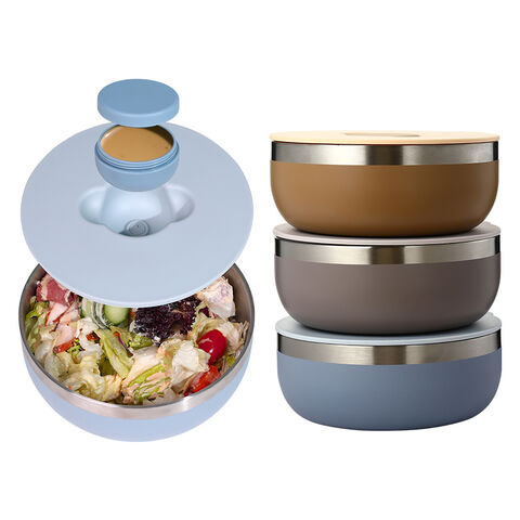 Neu eingetroffen: 1QT, kundenspezifischer, auslaufsicherer, lebensmittelechter Edelstahl-Salatschüssel-Lebensmittelbehälter mit dichtem Deckel for sale at factory direct price